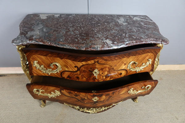 Marquetry chest of drawers stamped "Perreau"