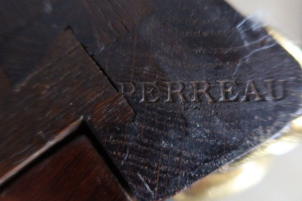 Marquetry chest of drawers stamped "Perreau"