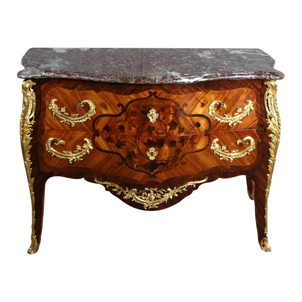Marquetry chest of drawers stamped "Perreau"