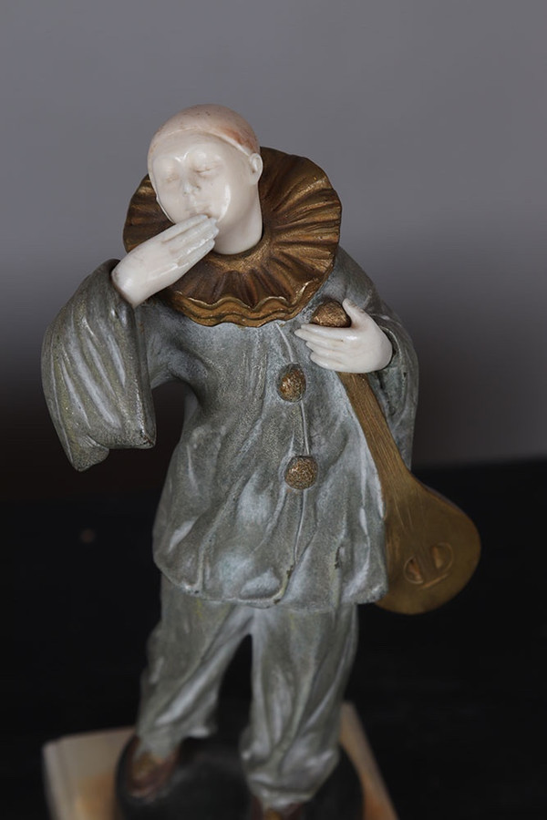 Chryselephantine 1925, 18 cm, signed: Claudio Mimo BLASCO 1887/1959, Pierrot