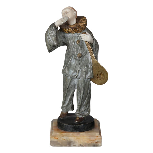 Chryselephantine 1925, 18 cm, signed: Claudio Mimo BLASCO 1887/1959, Pierrot