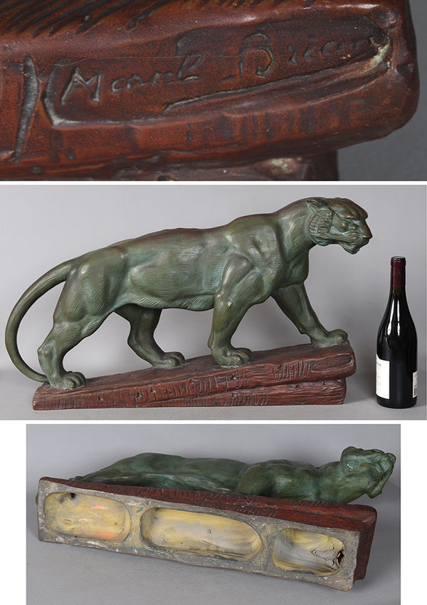 Terracotta, 75 cm, Marcel BOURAINE 1886/1948, Tiger