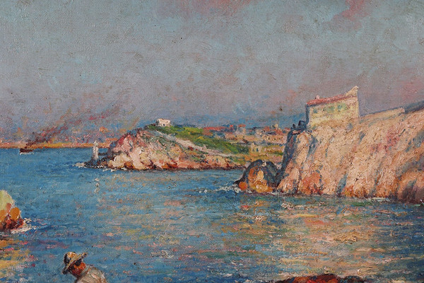 Impressionist style seascape, circa 1900, signed