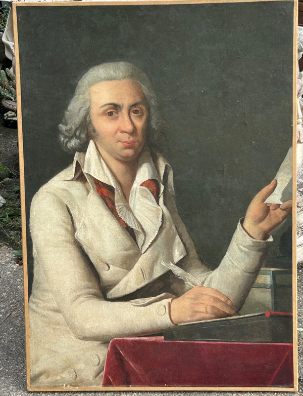 Ritratto - Coppia Di Ritratti Di Coppia E Bambino Del Periodo Direttorio O Impero H 92 Cm