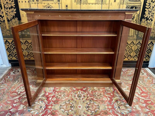 Libreria - Vetrina in stile impero in mogano e marmo nero