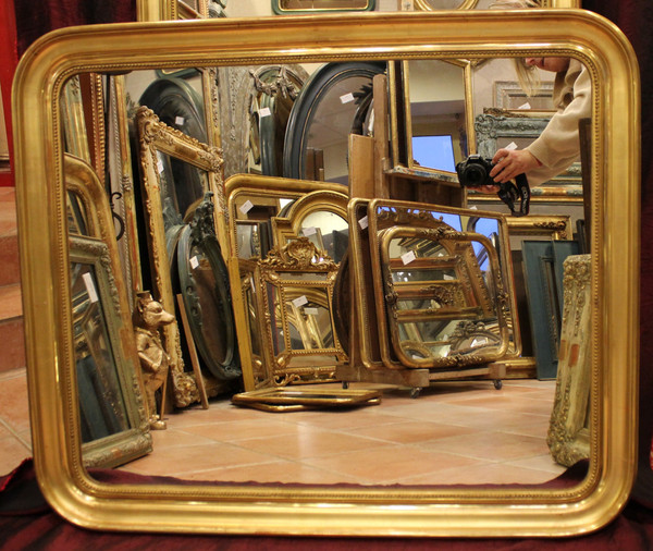81 X 97 CM Coppia di specchi Luigi Filippo perlati, foglia oro