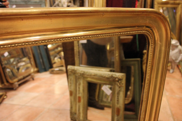 81 X 97 CM Coppia di specchi Luigi Filippo perlati, foglia oro