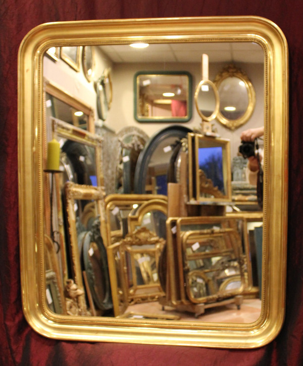 81 X 97 CM Coppia di specchi Luigi Filippo perlati, foglia oro