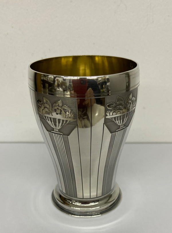 Art-Deco-Pauke aus massivem Silber 