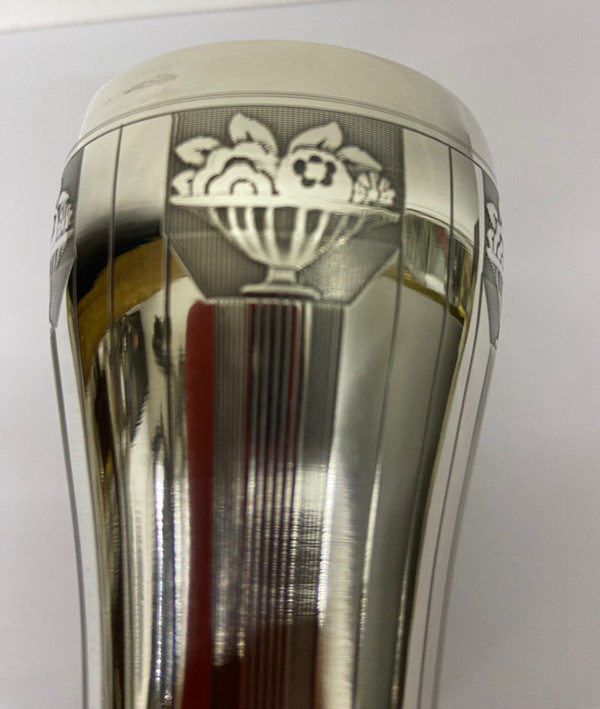Art-Deco-Pauke aus massivem Silber 