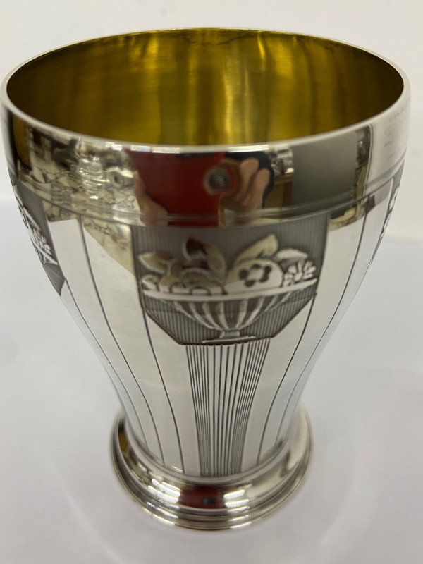 Art-Deco-Pauke aus massivem Silber 