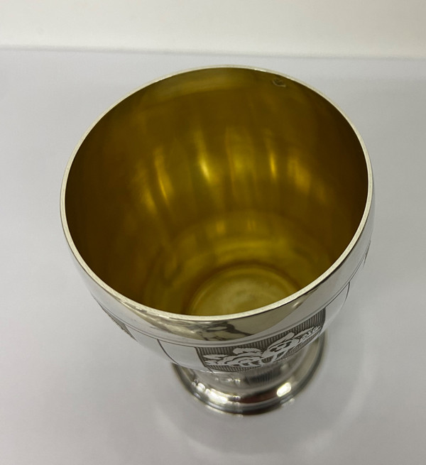Art-Deco-Pauke aus massivem Silber 