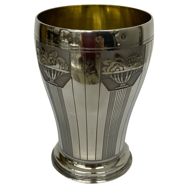 Art-Deco-Pauke aus massivem Silber 