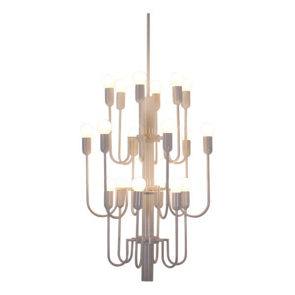 Large white 1970 chandelier with 18 lights