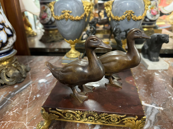 PAIR OF BRONZE DUCKS Signed M. LE VERRIER