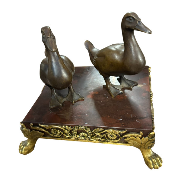 PAIR OF BRONZE DUCKS Signed M. LE VERRIER