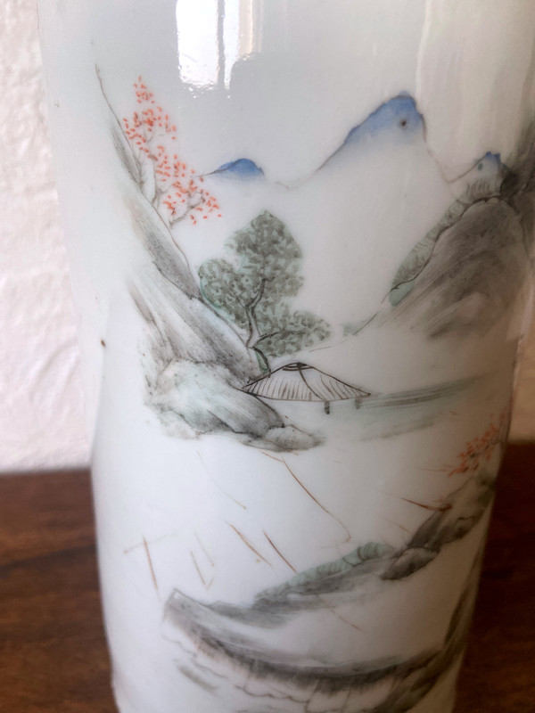 Chinese porcelain scroll vase