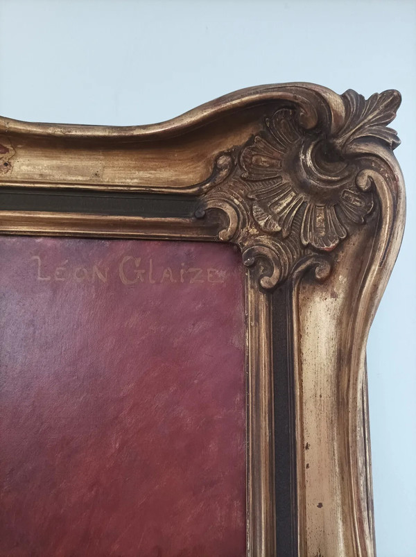 Léon Glaize (1842-1931) Großes Gemälde Öl auf Leinwand Porträt einer Frau 1902