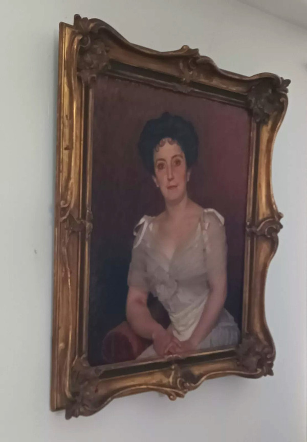 Léon Glaize (1842-1931) Großes Gemälde Öl auf Leinwand Porträt einer Frau 1902