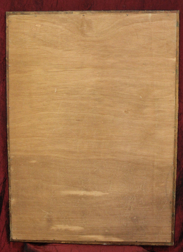 50 x 70 cm Rectangular mirror, black lacquered wood, gold trim, Napoleon III