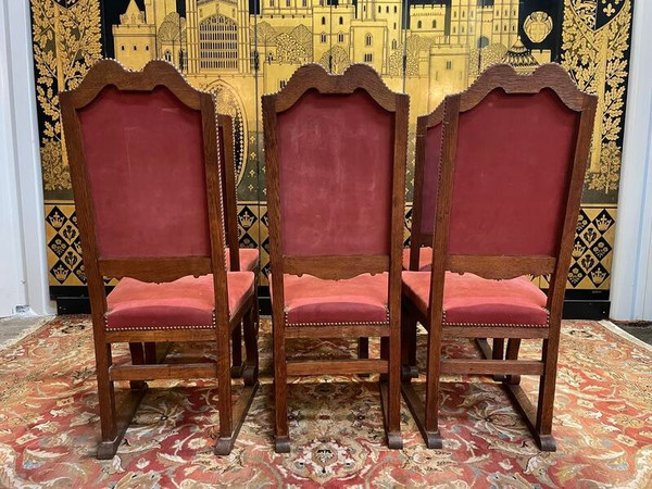 Set of 6 Renaissance - Louis XIII chairs in oak