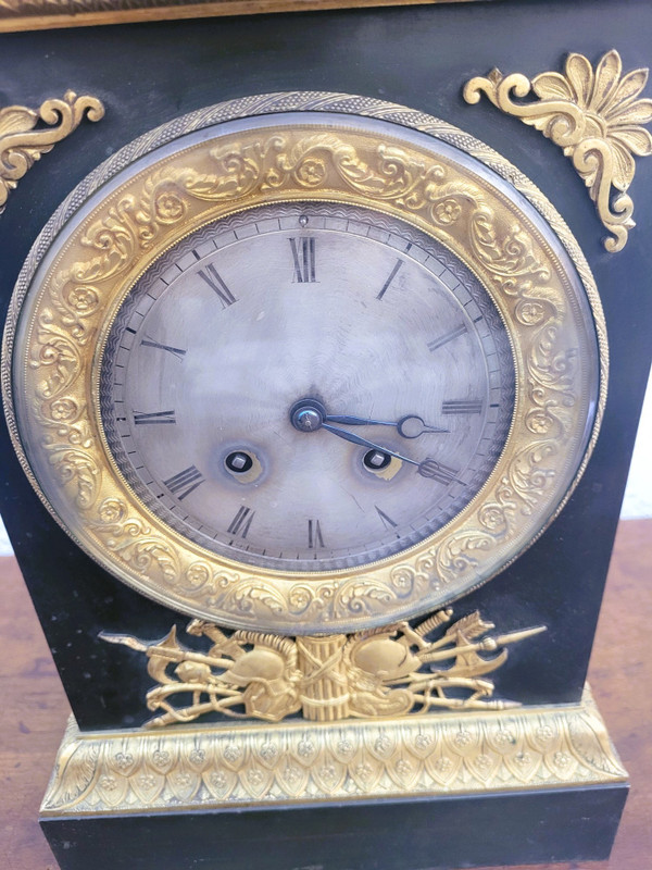 Clock with Warrior Helmet, Bronze, 19th Century