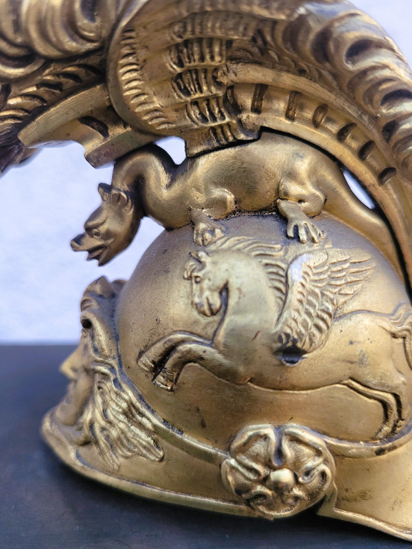 Clock with Warrior Helmet, Bronze, 19th Century