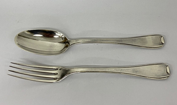 Couverts de baptême en argent massif 