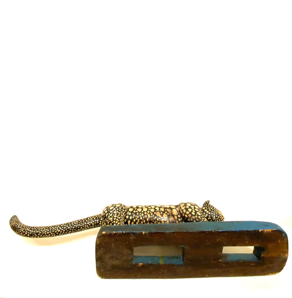 Polychrome wooden panther BAOULÉ from Ivory Coast