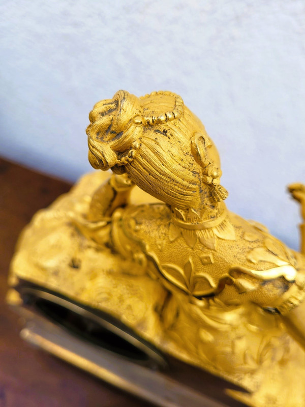 Chinese Gilt Bronze Clock with Bird, 19th Century