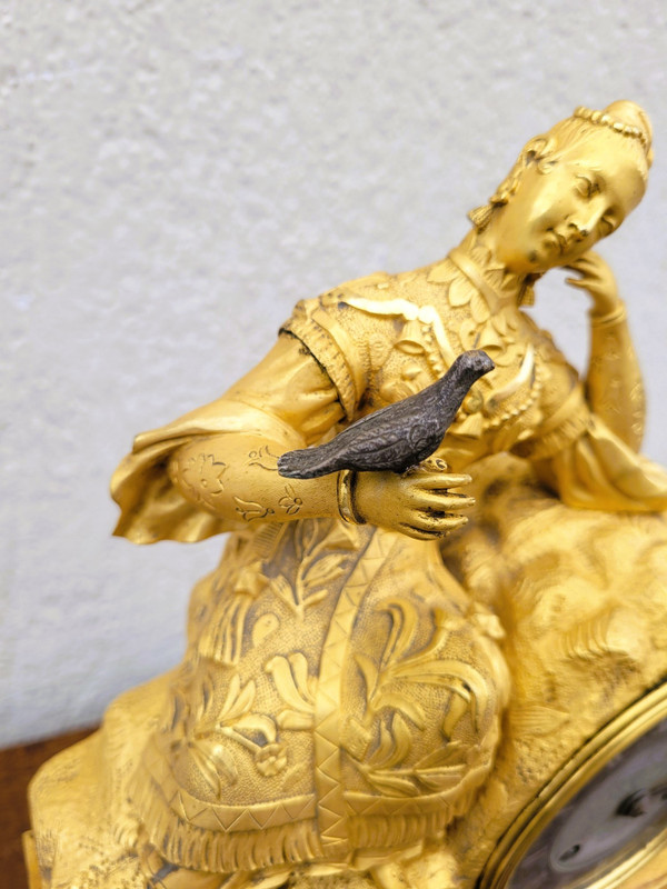 Chinese Gilt Bronze Clock with Bird, 19th Century