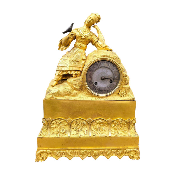 Chinese Gilt Bronze Clock with Bird, 19th Century