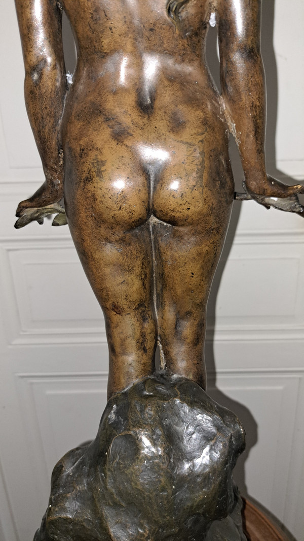 Sculpture signed A. Bacherini Female nude in Bronze