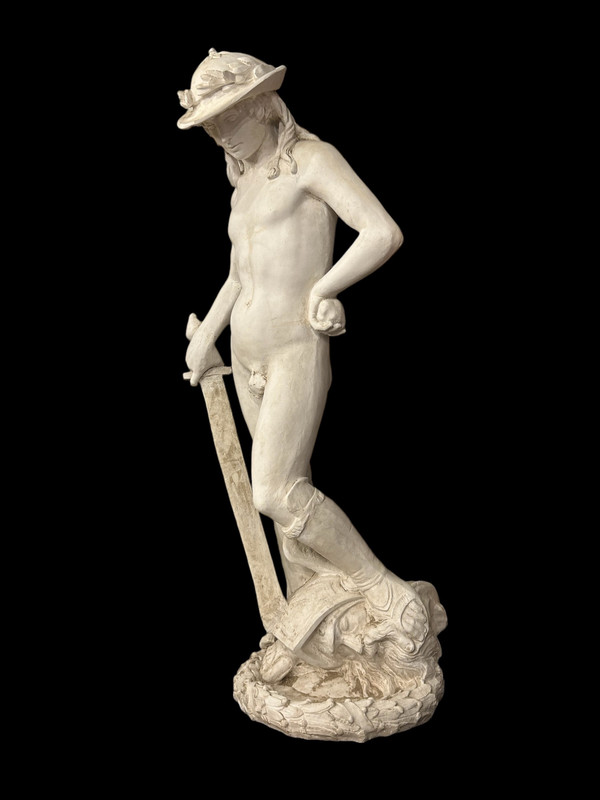 David D'après Donatello Important 20th Century Plaster Sculpture H 145 Cm