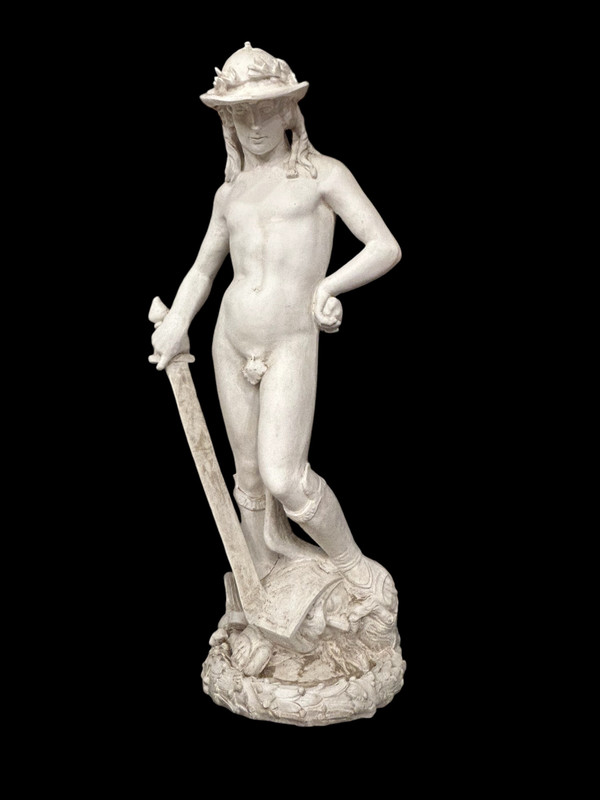 David D'après Donatello Important 20th Century Plaster Sculpture H 145 Cm