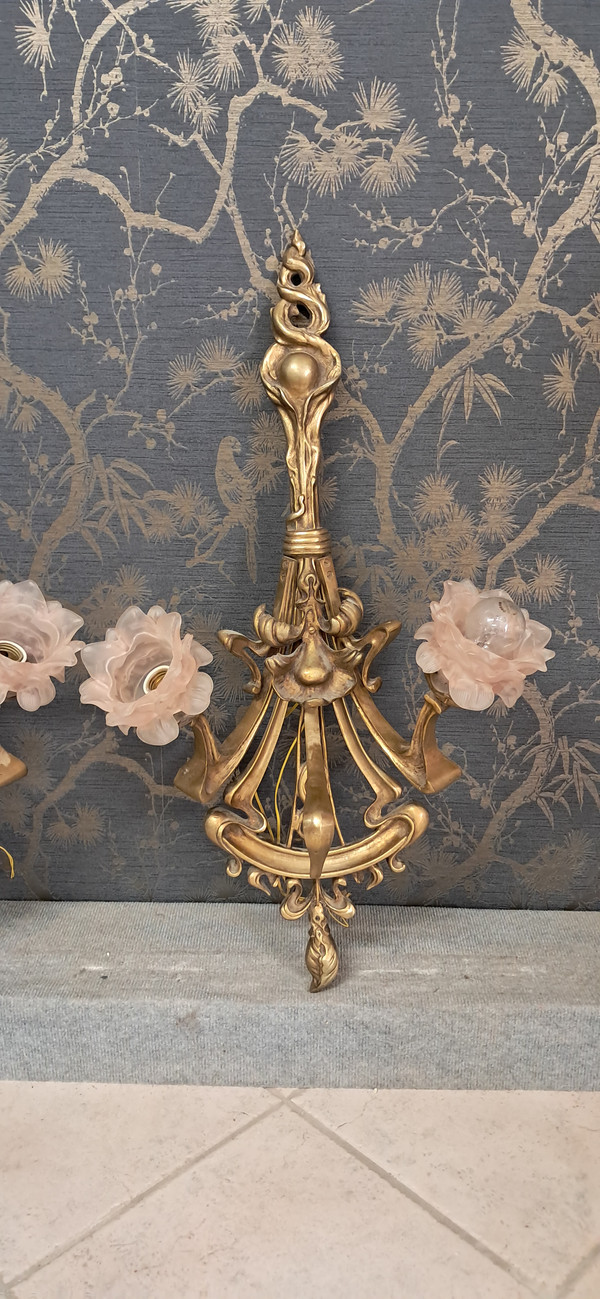Paire d appliques laiton massif  81 x 49