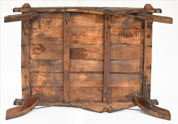 Table basse selle pour éléphant en bois et métal