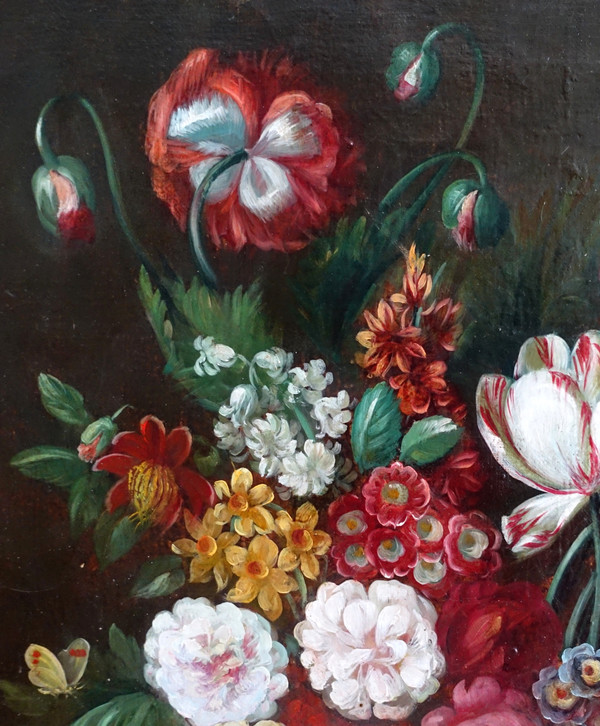 Scuola francese del XIX secolo, grande natura morta con fiori, cornice Luigi XVI - 61cm x 82cm