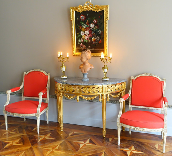 Scuola francese del XIX secolo, grande natura morta con fiori, cornice Luigi XVI - 61cm x 82cm