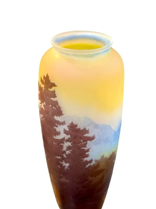 Emile Gallé Art Nouveau "Alpine Landscape" vase