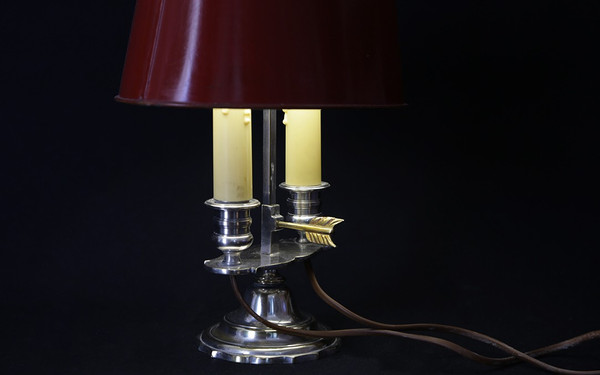 Lampe Bouillotte en bronze argenté XIXème siècle