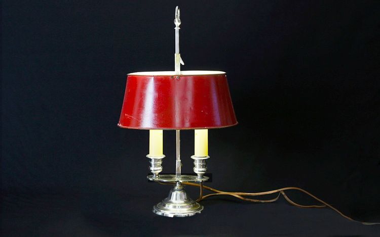 Desk lamp in silver-plated bronze,  19th century 