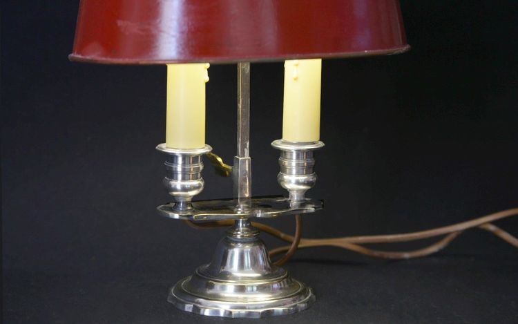 Desk lamp in silver-plated bronze,  19th century 