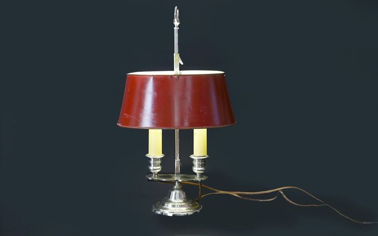 Desk lamp in silver-plated bronze,  19th century 
