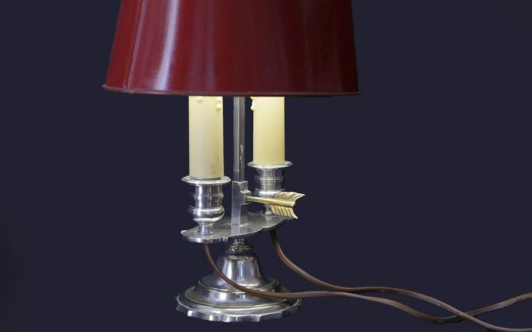 Desk lamp in silver-plated bronze,  19th century 