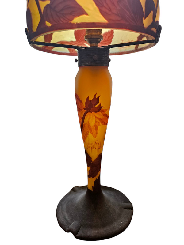 Muller Frères Lunéville Pilzlampe "Dahlien"