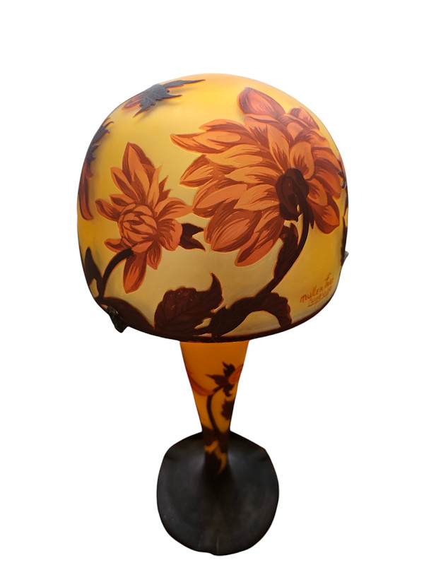 Muller Frères Lunéville Pilzlampe "Dahlien"
