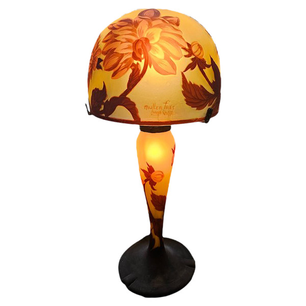 Muller Frères Lunéville Pilzlampe "Dahlien"
