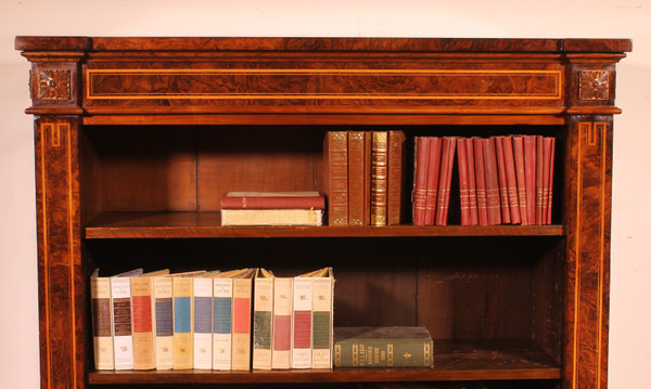 Open Bookcase In Burl Walnut Circa 1820