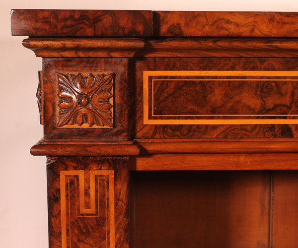 Open Bookcase In Burl Walnut Circa 1820